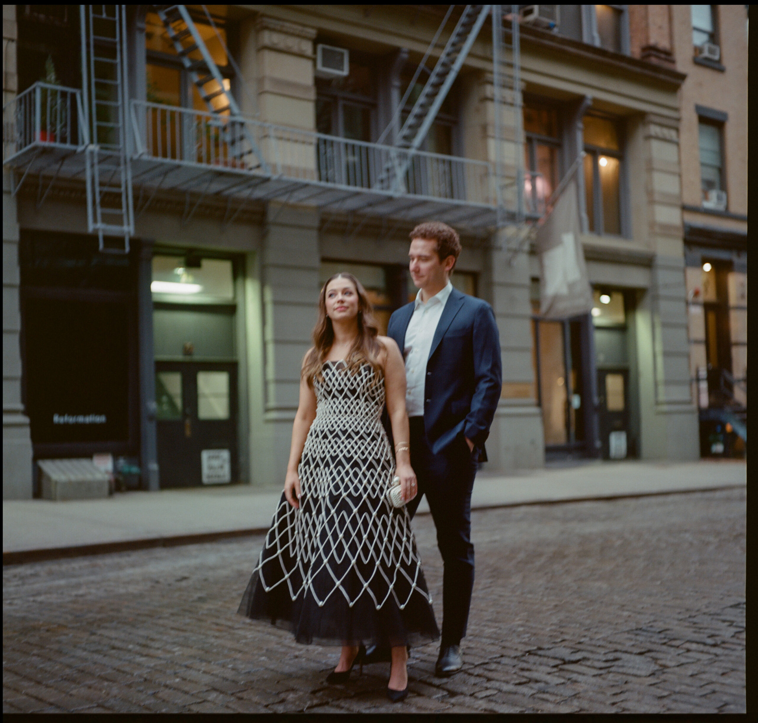 couple in the streets of soho shot on film by parkers pictures