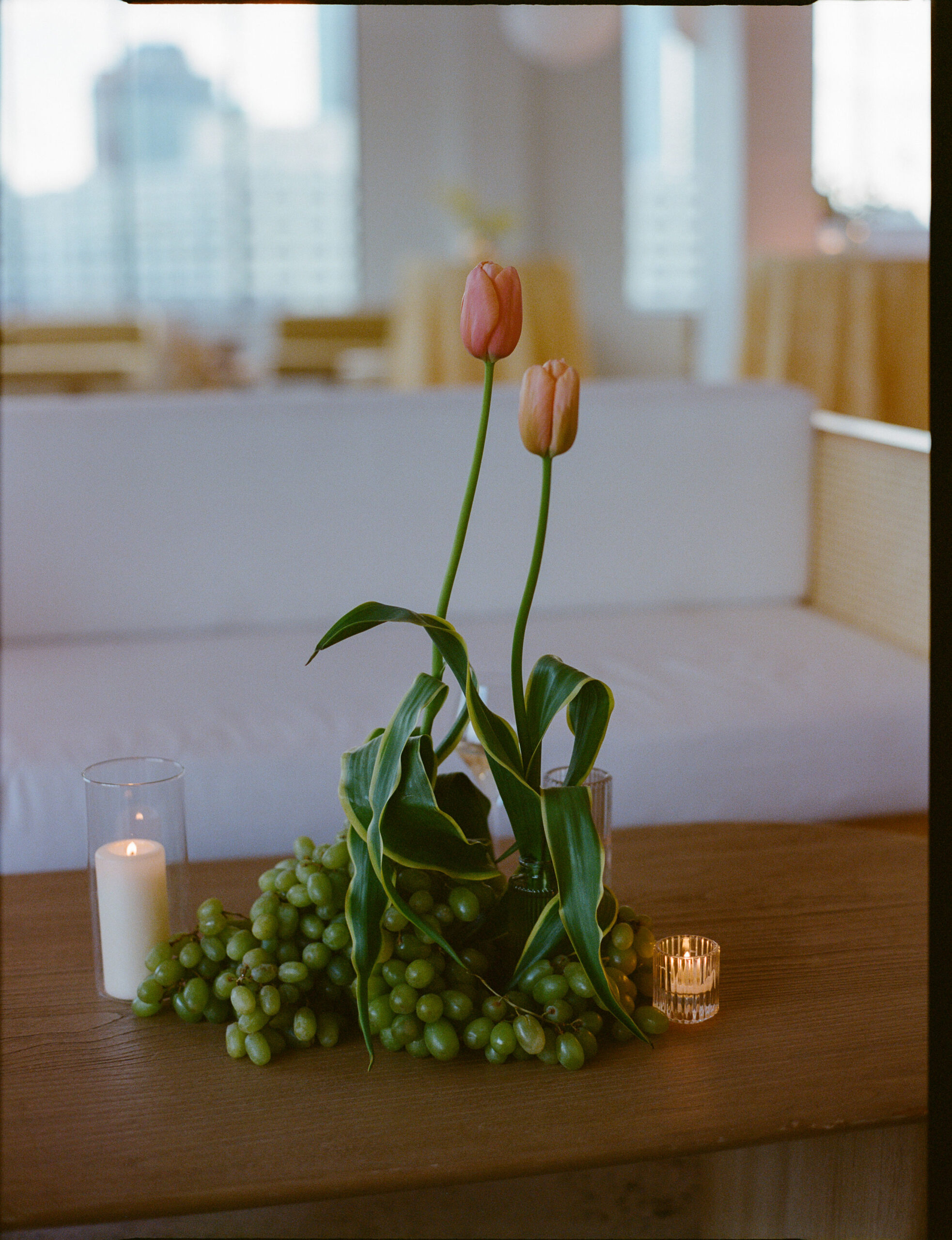 tulip and grape florals nyc wedding shot on film by parkers pictures