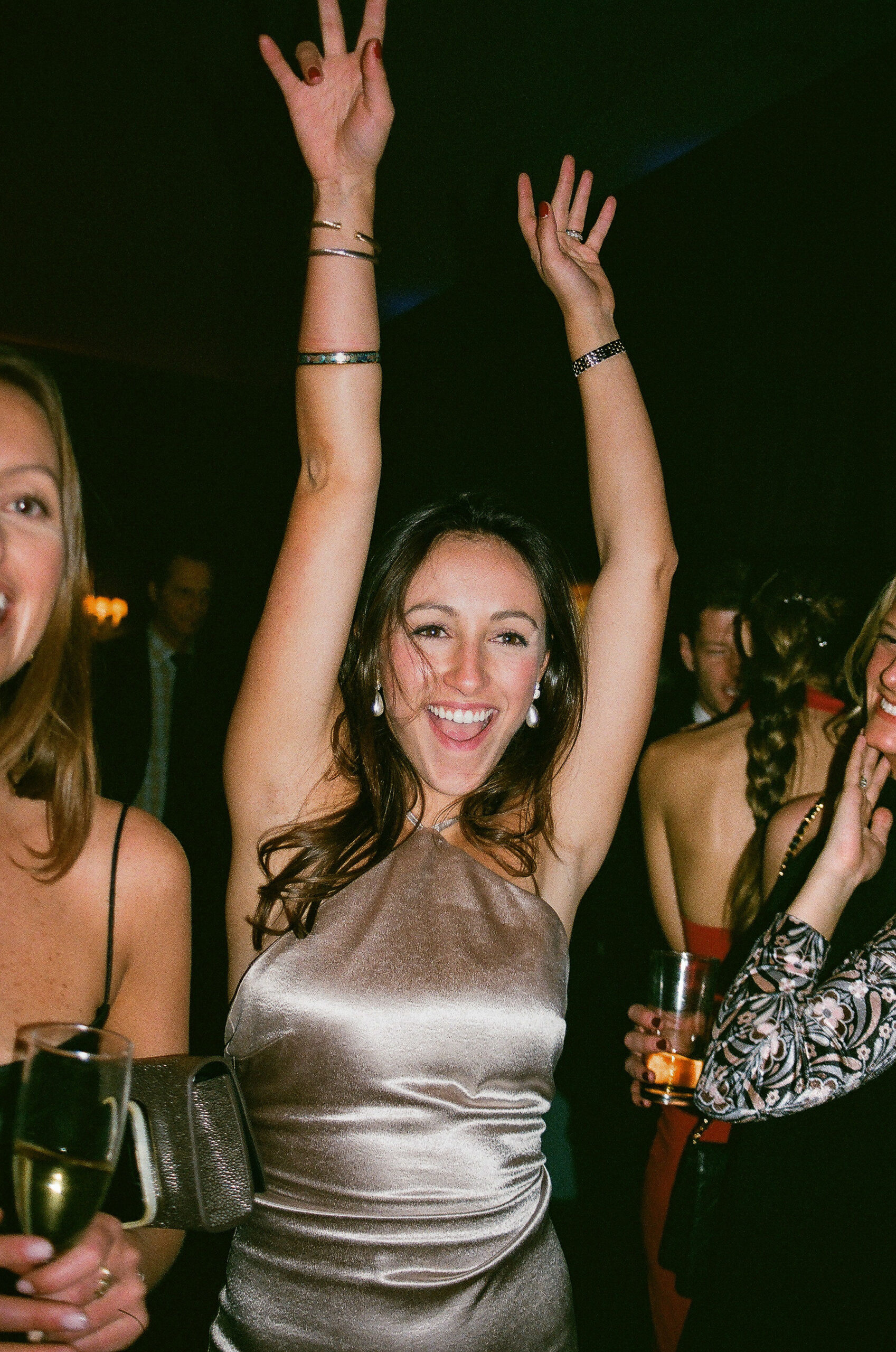 dance floor nyc engagement party at the tennis and racquet club shot on 35mm film by parkers pictures